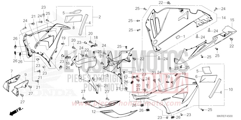 CARENAGE MILIEU de CBR1000RR SP SP1 SP2 MAT PEARL MORION BLACK (NHC33) 2024